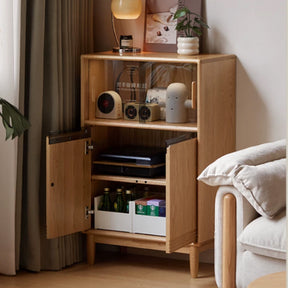 Oona 45cm/65cm FAS-Graded Solid American Oak Wood Bookcase Display Shelf/Storage Cabinet With Lighting