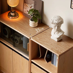 Oona 45cm/65cm FAS-Graded Solid American Oak Wood Bookcase Display Shelf/Storage Cabinet With Lighting