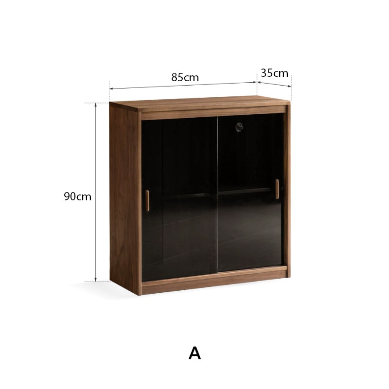 Ezra FAS-Graded Solid Black Walnut Wood Floor-standing Modular Storage Cabinet Chest Set for Home