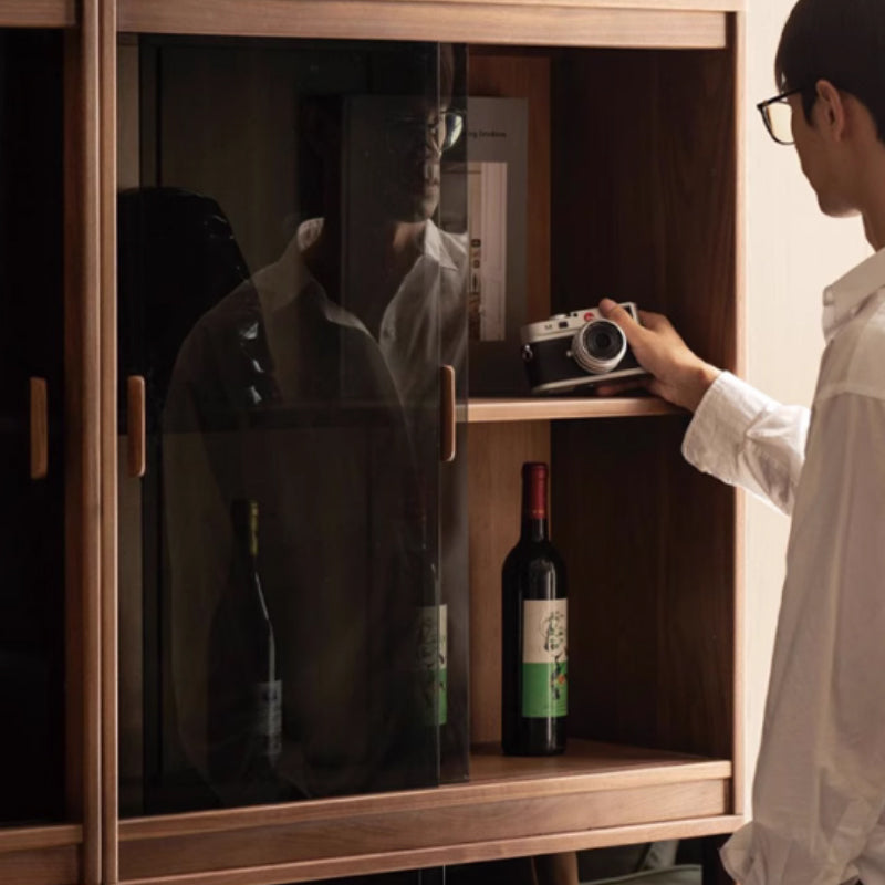 Ezra FAS-Graded Solid Black Walnut Wood Floor-standing Modular Storage Cabinet Chest Set for Home