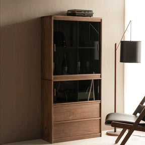 Ezra FAS-Graded Solid Black Walnut Wood Floor-standing Modular Storage Cabinet Chest Set for Home