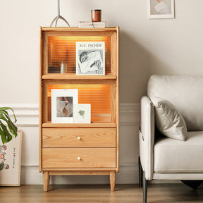 Florence FAS-Graded Solid American Oak Wood Flip-door Bookcase Display Shelf & Storage Multiple Size/Color