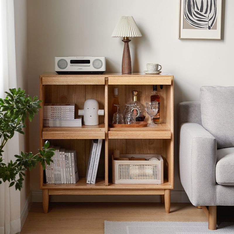Fred FAS-Graded Solid American Oak Wood Flip-door Bookcase Display Shelf/Storage Cabinet