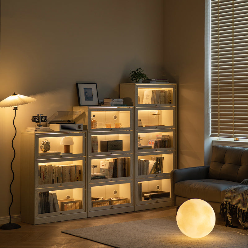 Jared FAS-Graded Solid American Oak Wood Floor-standing Bookcase Bookshelf/Storage Rack With Light Multiple Size