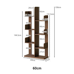 Wade 60cm/80cm Rubberwood Floor Bookshelf/Media Storage Shelves Walnut Color