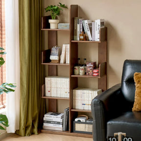 Wade 60cm/80cm Rubberwood Floor Bookshelf/Media Storage Shelves Walnut Color