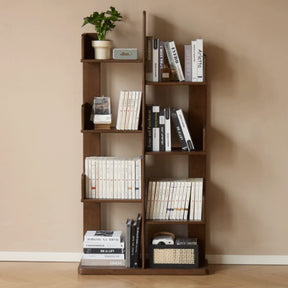 Wade 60cm/80cm Rubberwood Floor Bookshelf/Media Storage Shelves Walnut Color