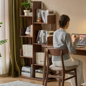 Wade 60cm/80cm Rubberwood Floor Bookshelf/Media Storage Shelves Walnut Color