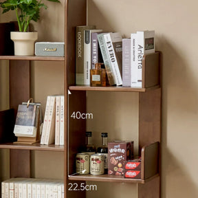 Wade 60cm/80cm Rubberwood Floor Bookshelf/Media Storage Shelves Walnut Color