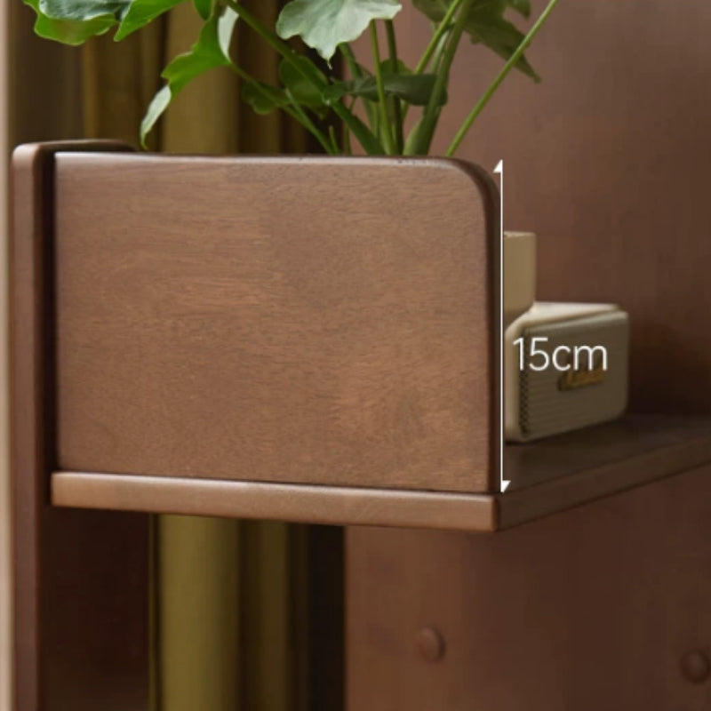 Wade 60cm/80cm Rubberwood Floor Bookshelf/Media Storage Shelves Walnut Color