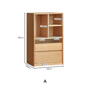 Zebedee FAS-Graded Solid American Oak Wood Floor-standing Modular Storage Cabinet Chest Set/Bookcase for Home Natural Wood Color