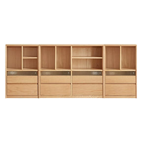 Zebedee FAS-Graded Solid American Oak Wood Floor-standing Modular Storage Cabinet Chest Set/Bookcase for Home Natural Wood Color