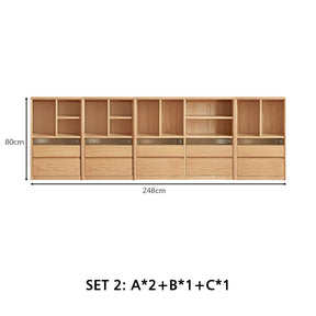 Zebedee FAS-Graded Solid American Oak Wood Floor-standing Modular Storage Cabinet Chest Set/Bookcase for Home Natural Wood Color