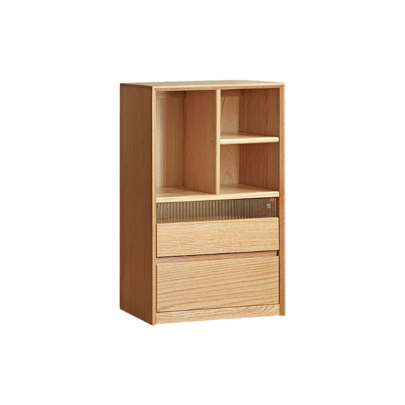 Zebedee FAS-Graded Solid American Oak Wood Floor-standing Modular Storage Cabinet Chest Set/Bookcase for Home Natural Wood Color
