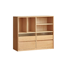 Zebedee FAS-Graded Solid American Oak Wood Floor-standing Modular Storage Cabinet Chest Set/Bookcase for Home Natural Wood Color