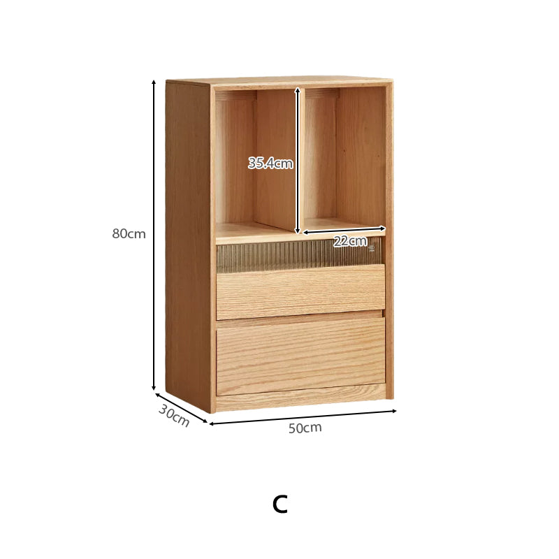 Zebedee FAS-Graded Solid American Oak Wood Floor-standing Modular Storage Cabinet Chest Set/Bookcase for Home Natural Wood Color
