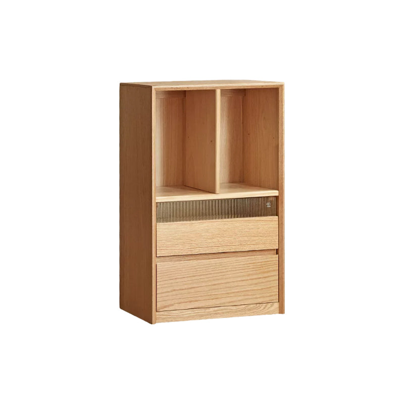 Zebedee FAS-Graded Solid American Oak Wood Floor-standing Modular Storage Cabinet Chest Set/Bookcase for Home Natural Wood Color
