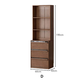 Alva 60cm Rubberwood Combination Bookcase Display Shelf/Storage Cabinet Walnut Color