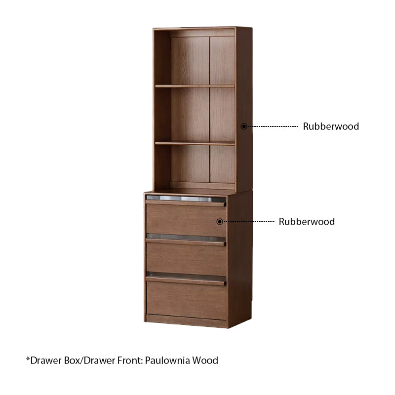 Alva 60cm Rubberwood Combination Bookcase Display Shelf/Storage Cabinet Walnut Color