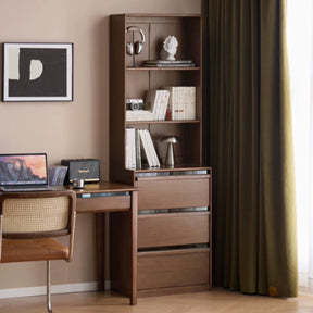 Alva 60cm Rubberwood Combination Bookcase Display Shelf/Storage Cabinet Walnut Color