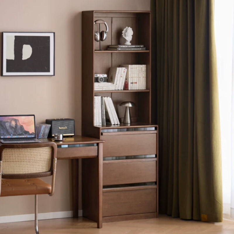 Alva 60cm Rubberwood Combination Bookcase Display Shelf/Storage Cabinet Walnut Color