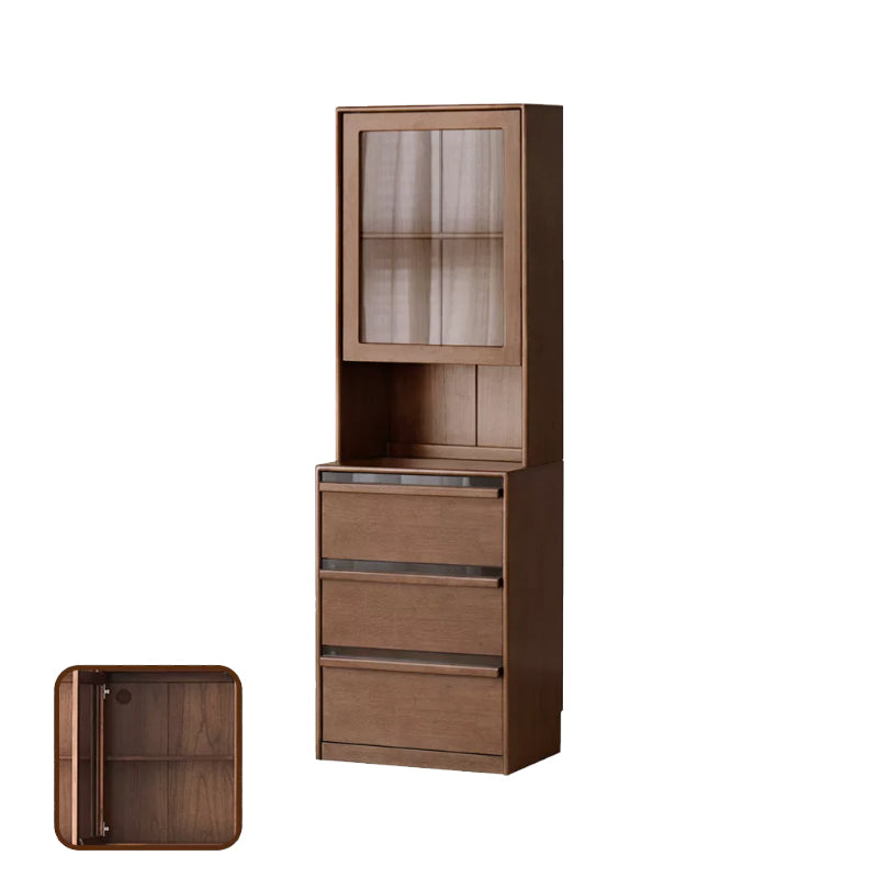 Alva 60cm Rubberwood Combination Bookcase Display Shelf/Storage Cabinet Walnut Color