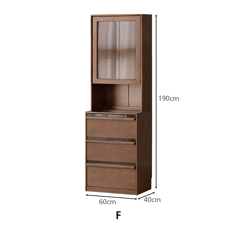 Alva 60cm Rubberwood Combination Bookcase Display Shelf/Storage Cabinet Walnut Color