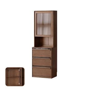 Alva 60cm Rubberwood Combination Bookcase Display Shelf/Storage Cabinet Walnut Color