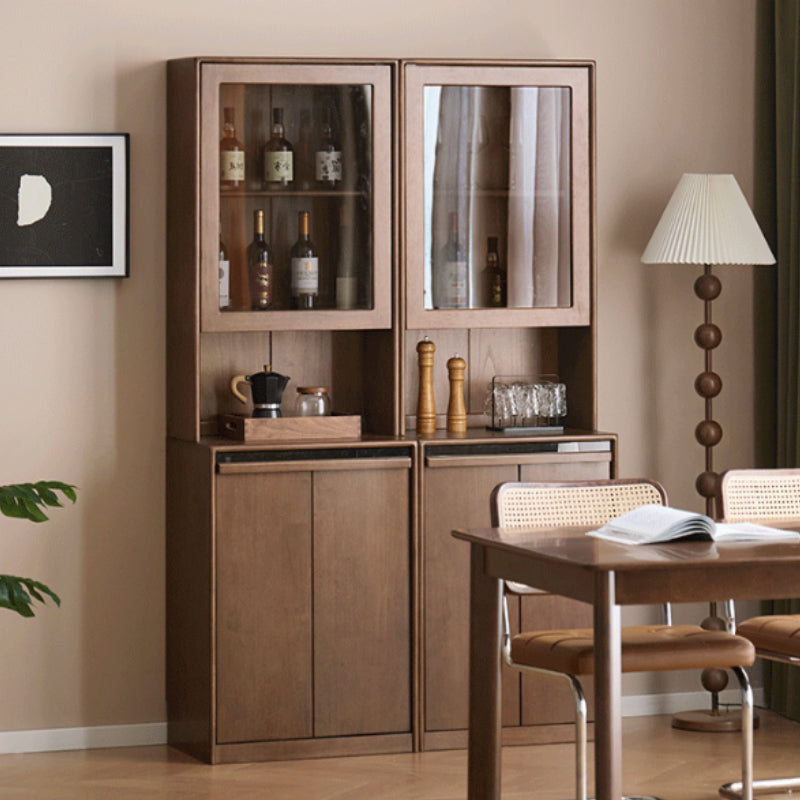 Alva 60cm Rubberwood Combination Bookcase Display Shelf/Storage Cabinet Walnut Color