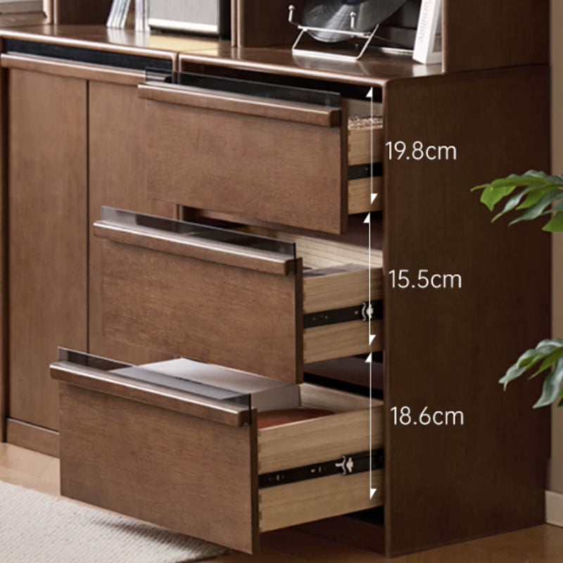 Alva 60cm Rubberwood Combination Bookcase Display Shelf/Storage Cabinet Walnut Color