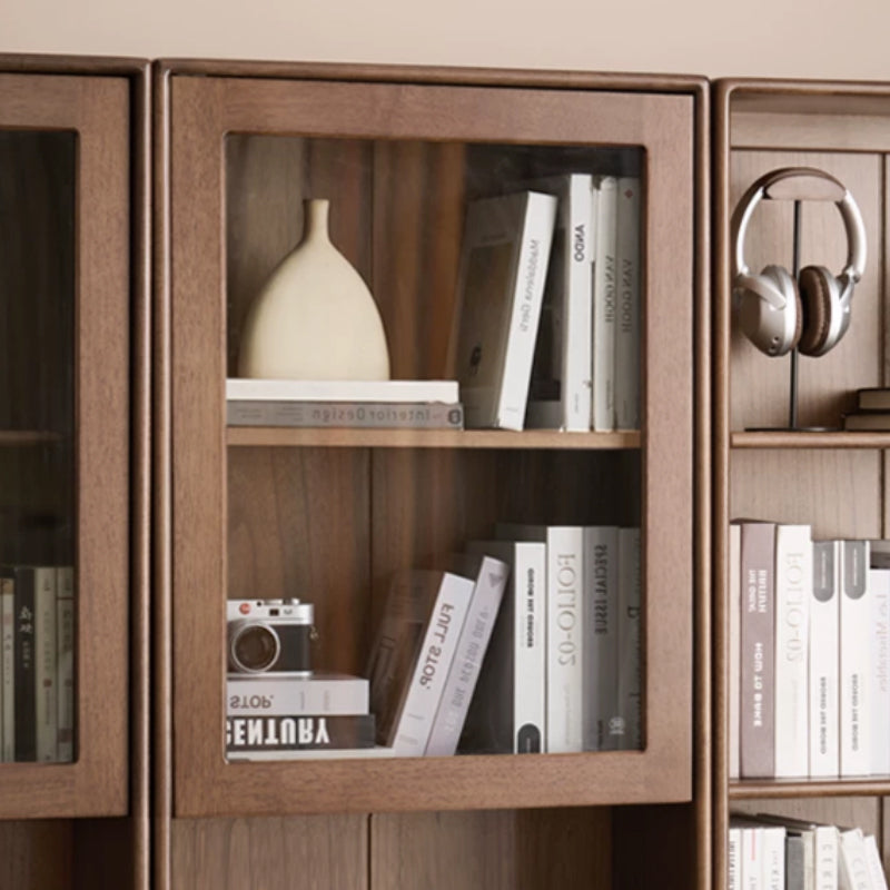 Alva 60cm Rubberwood Combination Bookcase Display Shelf/Storage Cabinet Walnut Color