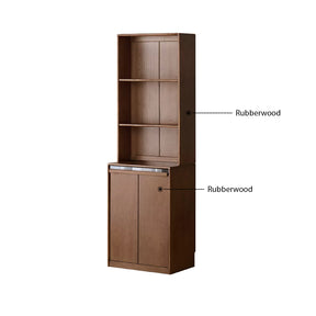 Alva 60cm Rubberwood Combination Bookcase Display Shelf/Storage Cabinet Walnut Color