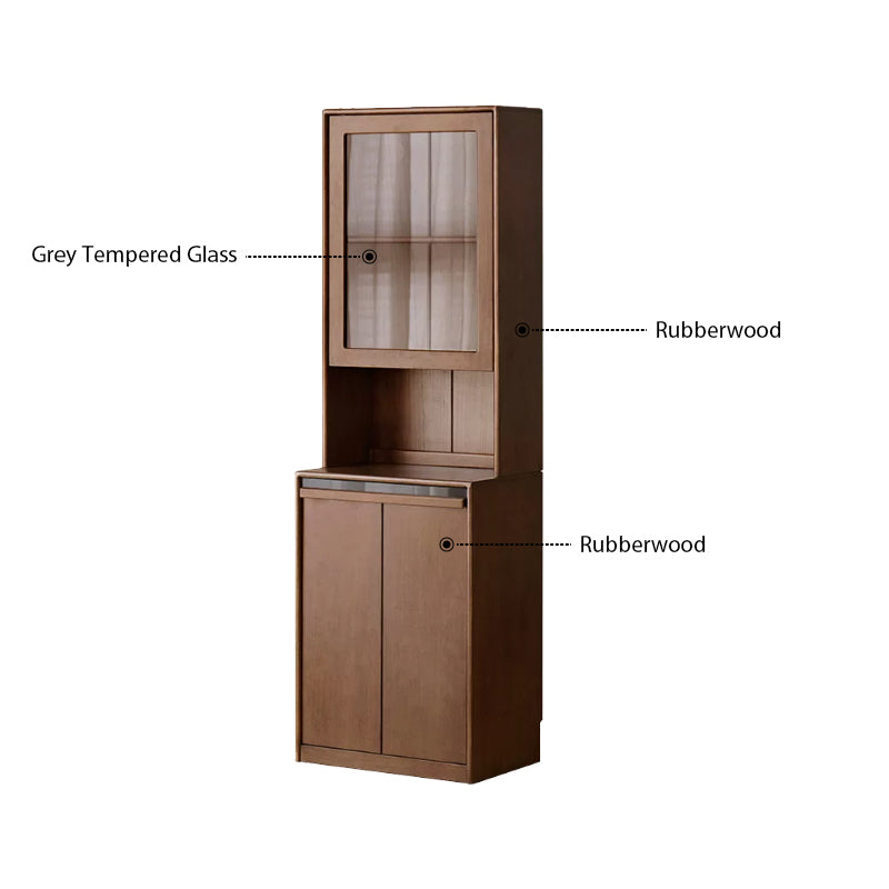 Alva 60cm Rubberwood Combination Bookcase Display Shelf/Storage Cabinet Walnut Color