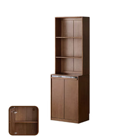 Alva 60cm Rubberwood Combination Bookcase Display Shelf/Storage Cabinet Walnut Color