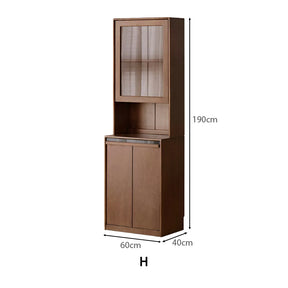 Alva 60cm Rubberwood Combination Bookcase Display Shelf/Storage Cabinet Walnut Color