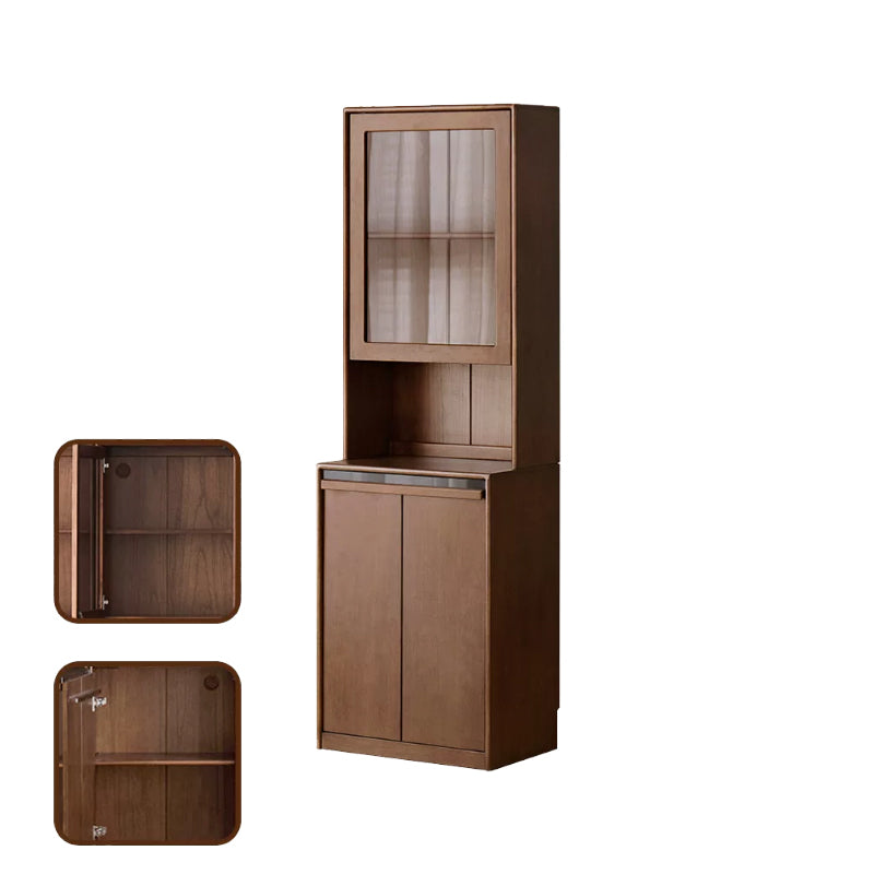Alva 60cm Rubberwood Combination Bookcase Display Shelf/Storage Cabinet Walnut Color