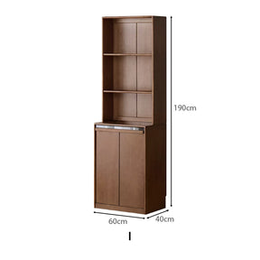 Alva 60cm Rubberwood Combination Bookcase Display Shelf/Storage Cabinet Walnut Color