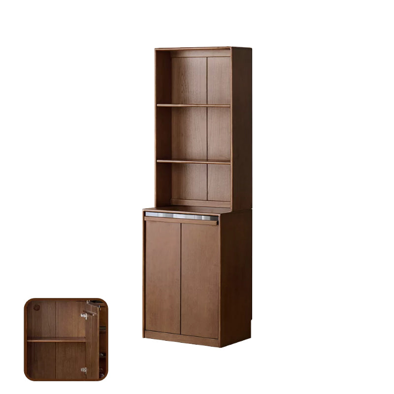 Alva 60cm Rubberwood Combination Bookcase Display Shelf/Storage Cabinet Walnut Color