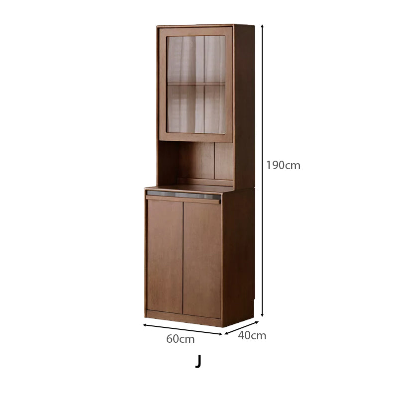 Alva 60cm Rubberwood Combination Bookcase Display Shelf/Storage Cabinet Walnut Color