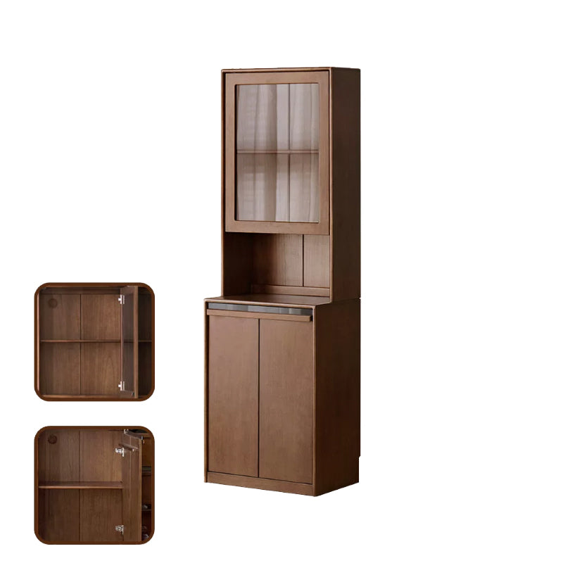 Alva 60cm Rubberwood Combination Bookcase Display Shelf/Storage Cabinet Walnut Color