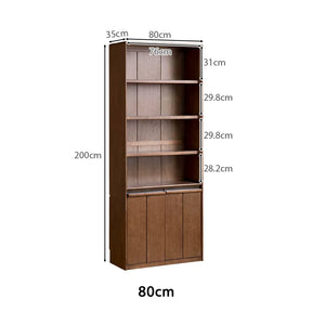 Aleta 65cm/80cm Rubberwood Bookcase Display Shelf/Storage Cabinet Walnut Color