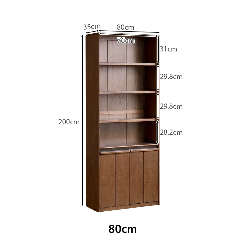 Aleta 65cm/80cm Rubberwood Bookcase Display Shelf/Storage Cabinet Walnut Color