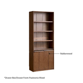 Aleta 65cm/80cm Rubberwood Bookcase Display Shelf/Storage Cabinet Walnut Color