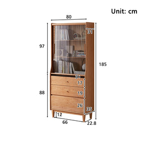 Caius 0.8m FAS-Graded Solid Cherry Wood Bookcase Bookshelf/Storage Rack With Light