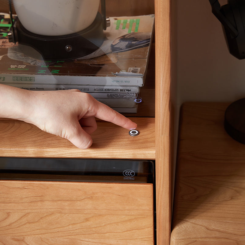 Caius 0.8m FAS-Graded Solid Cherry Wood Bookcase Bookshelf/Storage Rack With Light