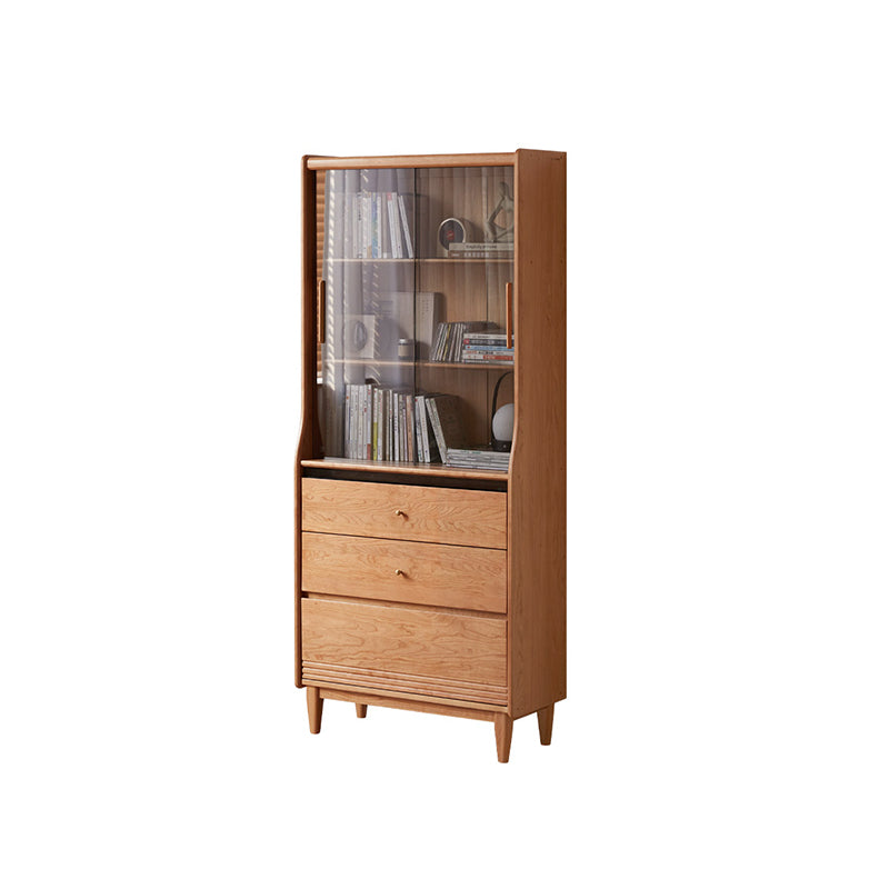 Caius 0.8m FAS-Graded Solid Cherry Wood Bookcase Bookshelf/Storage Rack With Light