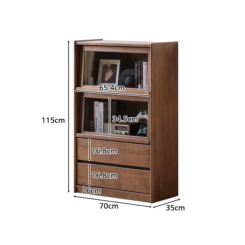 Frederick FAS-Graded Solid Black Walnut Wood Flip-door Bookcase Display Shelf/Storage Cabinet