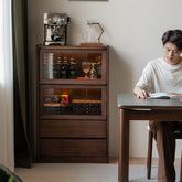 Frederick FAS-Graded Solid Black Walnut Wood Flip-door Bookcase Display Shelf/Storage Cabinet
