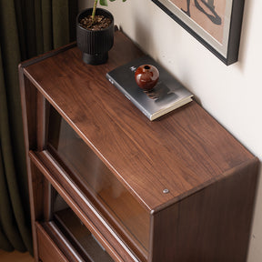 Frederick FAS-Graded Solid Black Walnut Wood Flip-door Bookcase Display Shelf/Storage Cabinet