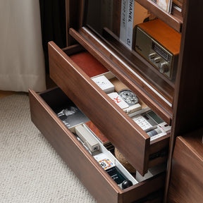 Frederick FAS-Graded Solid Black Walnut Wood Flip-door Bookcase Display Shelf/Storage Cabinet